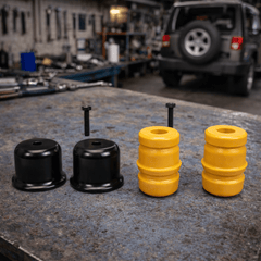 Kit Topes Suspensión Trasera Jeep Wrangler TJ 1997 a 2006 Con Bases HULETEH