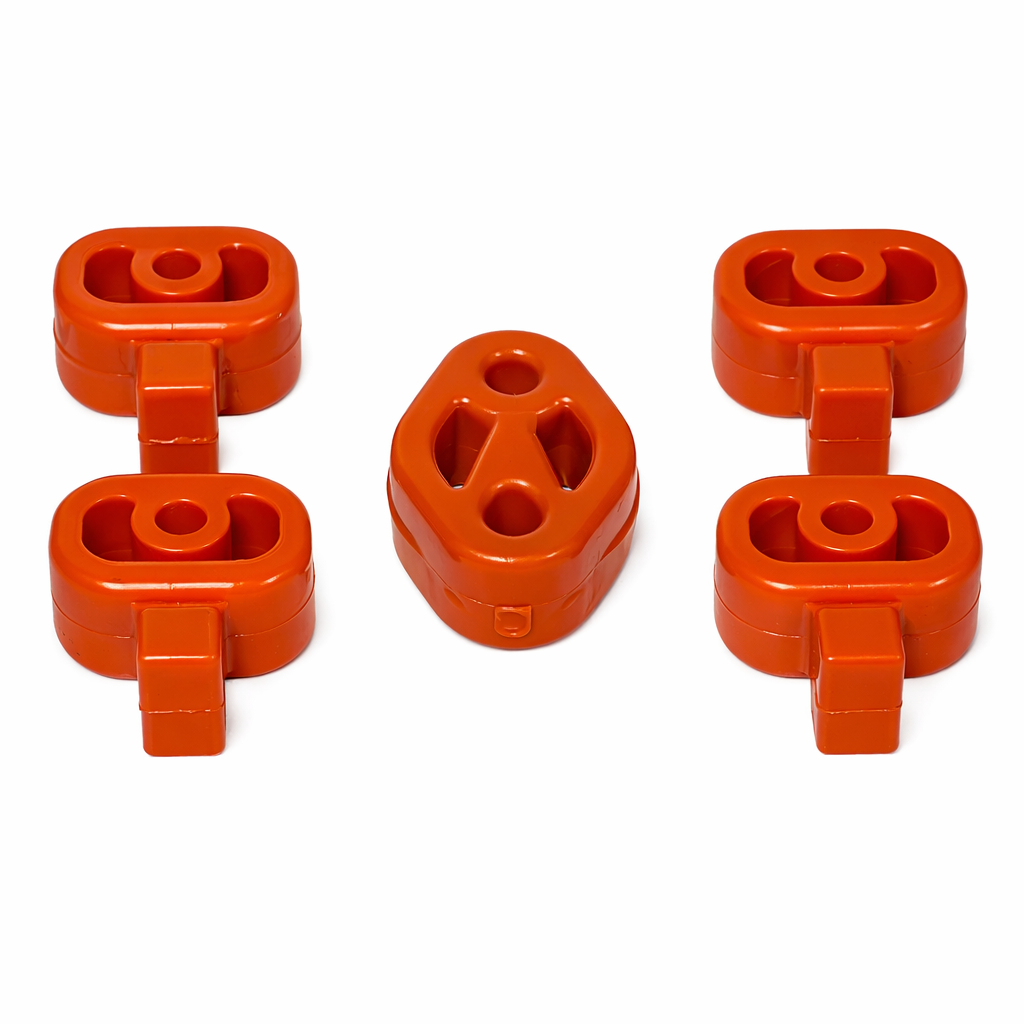 KIT SOPORTES PARA ESCAPE MOFLE FIESTA IKON (5 PZ.) "NARANJA"
