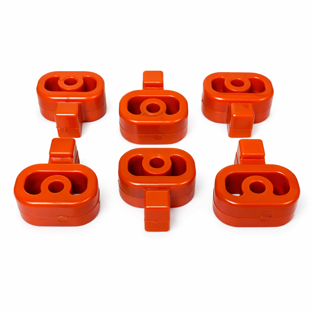 KIT SOPORTES PARA ESCAPE MOFLES FIESTA (6 PZ.) "NARANJAS"